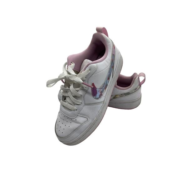 Nike Girls Court Borough Sneakers White Leather CK5426-100 Floral Swoosh 4.5Y - Picture 5 of 10